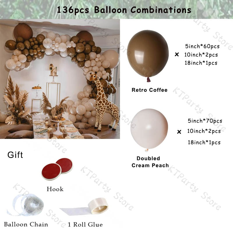 Retro Coffee Matte White Balloons Garland Arch Kit Boho Wedding Decoration Gender Reveal Birthday Baby Shower Decor Accessory