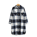 Tangada 2020 Autumn Winter Women green plaid Long Coat Jacket Casual Warm Overcoat Fashion Long Coats AI35