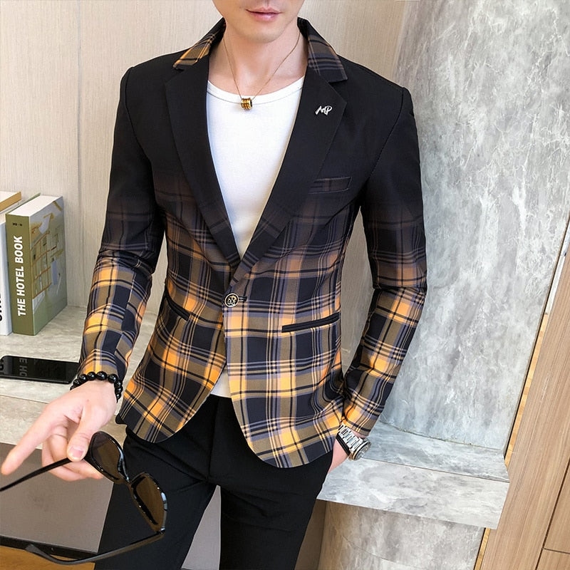 Hochzeit Business Kleidung Männlichen Blazer Masculino 2020 Frühling Britischen Stil Plaid Blazer Für Männer Anzug Jacke Casual Dress Coat