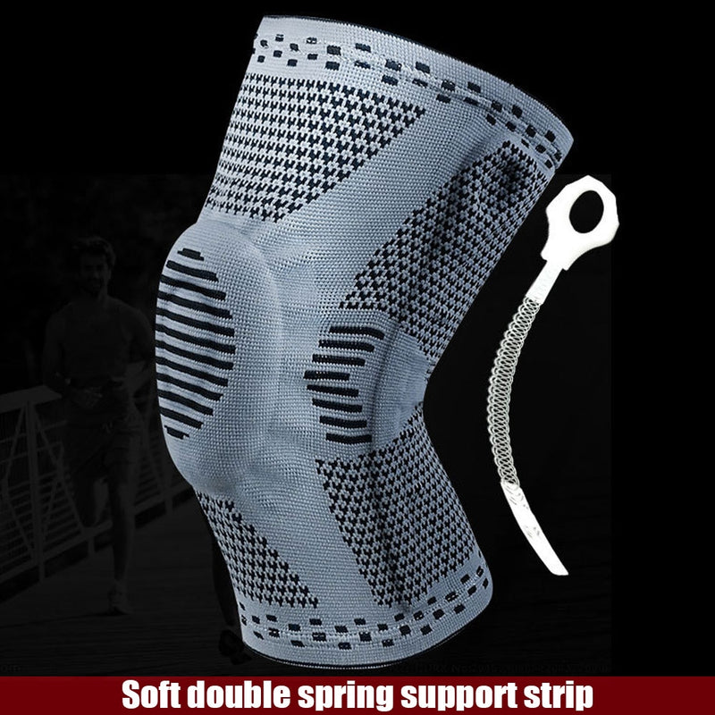 Sports Compression Knee Support Brace Patella Protector Knitted Silicone Spring Leg Pads for Cycling Running Basketball Football