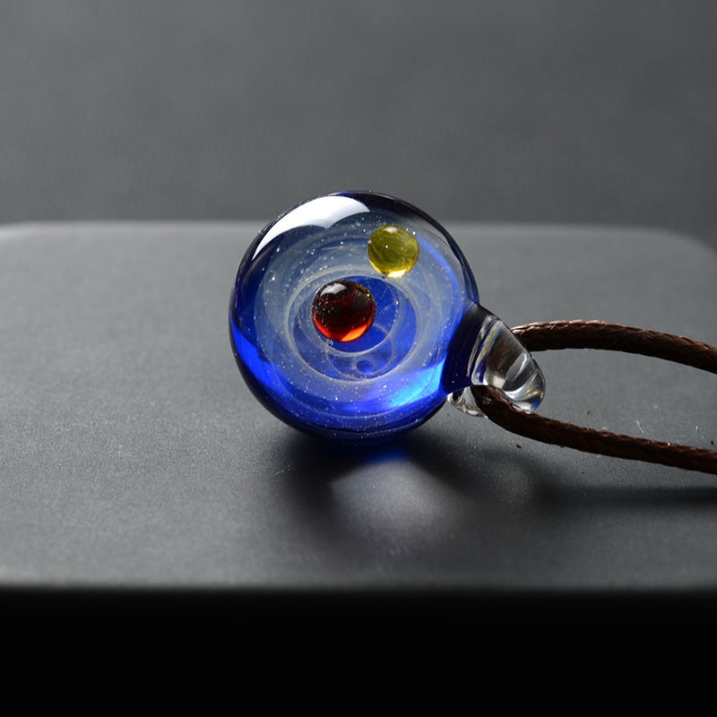 BOEYCJR Universum Glasperlen-Planeten-Anhänger-Halskette Galaxie-Seil-Kette Sonnensystem-Design-Halskette für Frauen