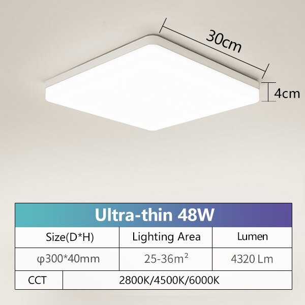 LED Ceiling Panel Light Ultrathin Square Round Natural Light 18W 24W 36W 48W 85-265V LED Mounted Modern Lighting For Home Deco