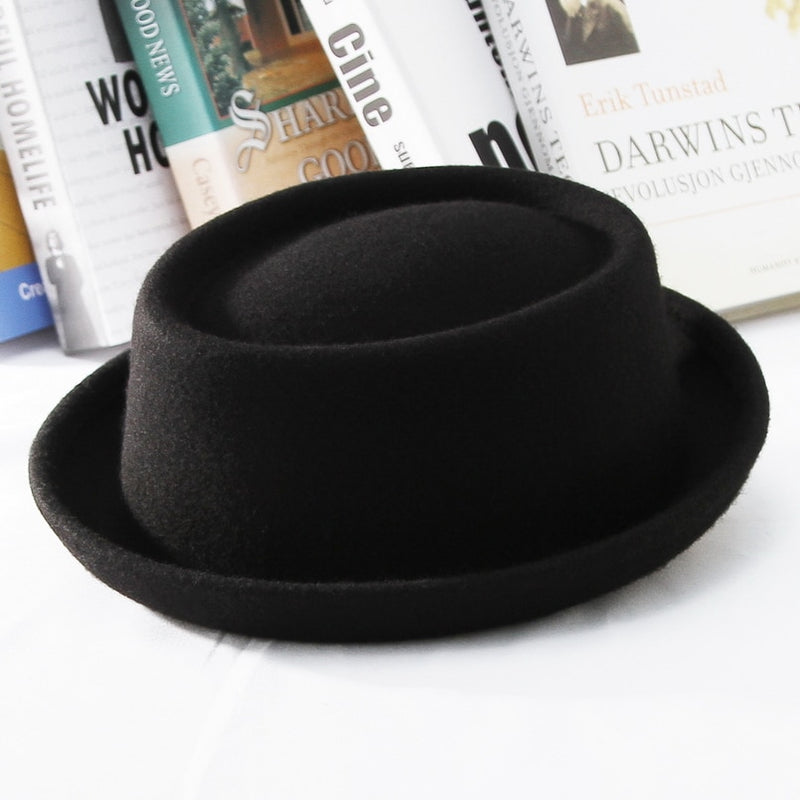 GEMVIE Classic 100% lana suave fieltro Pork Pie sombrero Fedora para hombres mujeres Otoño Invierno sombrero de lana visera curva hombres sombreros de vestir