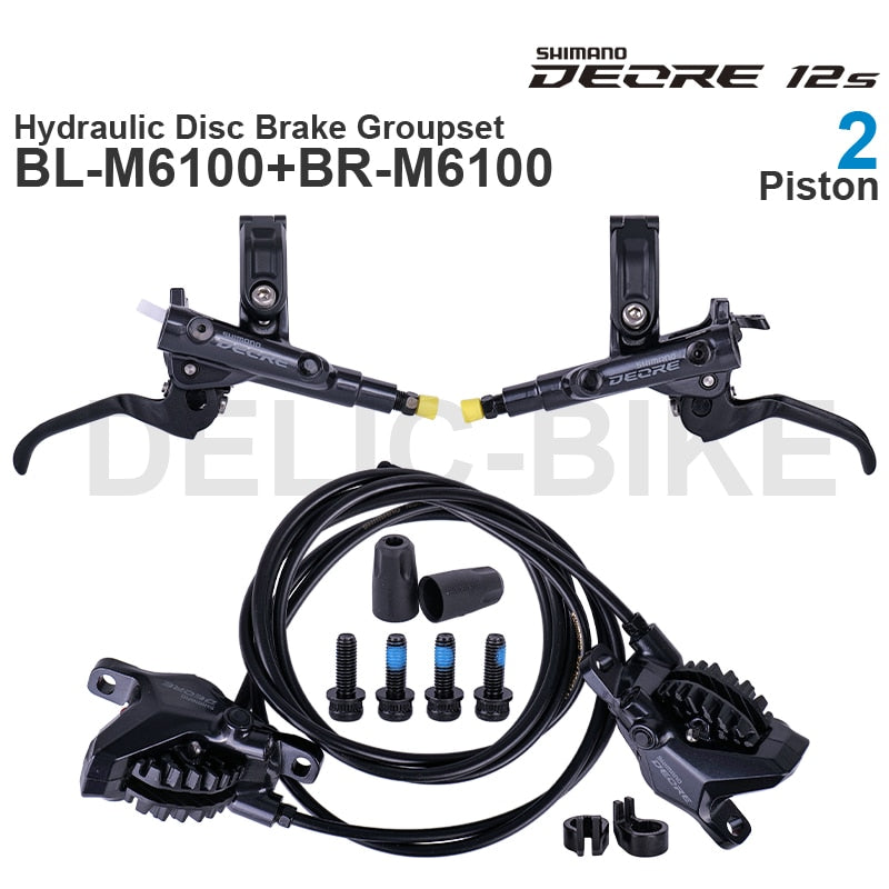 SHIMANO DEORE M6100 M6120 Hydraulic Disc Brake Groupset with M6100 Brake Lever and BR-M6100 or M6120 Brake Caliper assembled