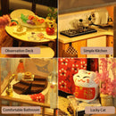 Cutebee DIY Dollhouse Kit Japanese Building  Wooden Miniature Doll Houses With Furniture LED Lights for Children's Birthday Gift