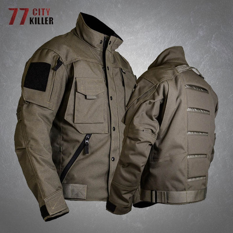 Tactical Military Jacket Mens Casual Multi Pocket Scratch-resistant Cargo Jackets Male Outdoor Hunting Combat Army Police Coats