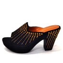 Zapatos de diseñador italiano para mujer, sandalias gruesas, zapatos de plataforma, zapatos de tacón alto para vestido de novia, mules de tacón cuadrado ostentosos para mujer