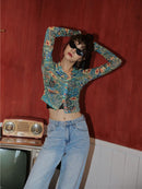 CHEERART Fall 2020 Women Mesh Dragon Print Shirt Long Sleeve Top Button Up See Through Top Fashion Designer Clothing