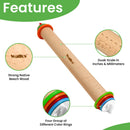 WALFOS Food Grade Wood Rolling Pin Fondant Paste Cake Roller Cake Bakeware Tool-Wooden Rolling Pin Baking & Pastry Tools
