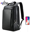 BOPAI Echtes Leder Rucksack Laptop Herren Business Casual Wasserdichter Rucksack Herren Computer Rucksack Schwarz Backpacking