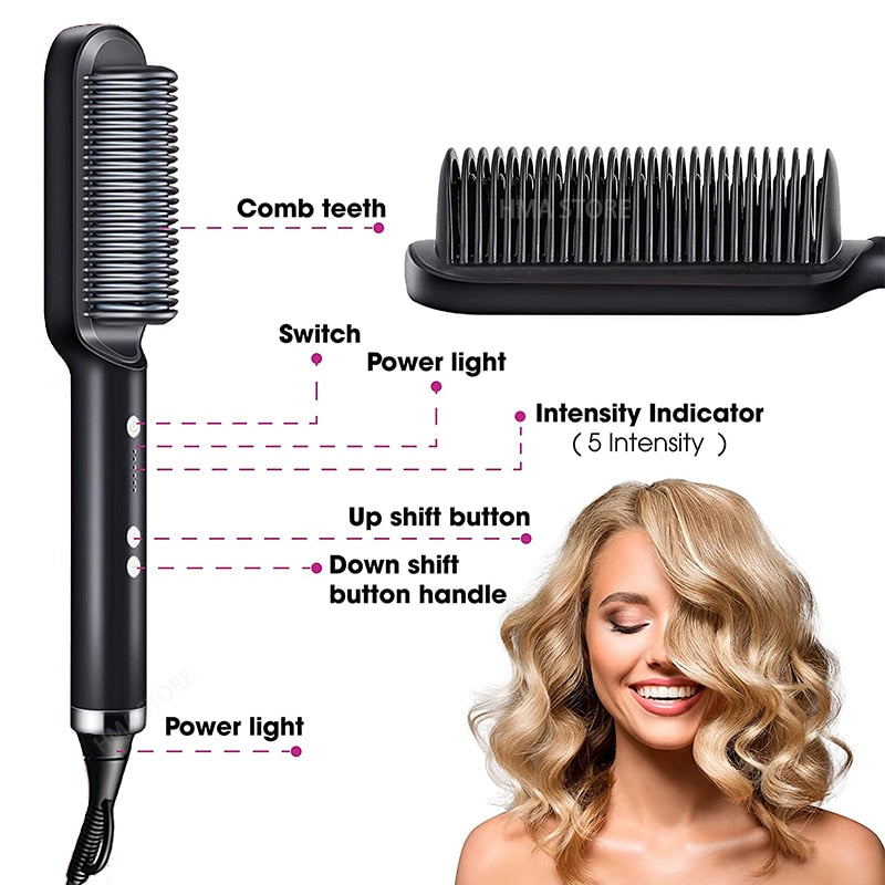 NEW Hair Straightener Men Beard Comb Tourmaline Ceramic Hair Curler Brush Hair Comb Straighteners Curling Hair Iron Hair Brush
