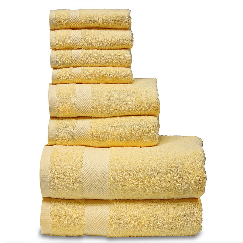 SEMAXE Luxury Bath Towel Set,2 Large Bath Towels,2 Hand Towels,4 Washcloths. Cotton Highly Absorbent Bathroom Towels (Pack of 8)