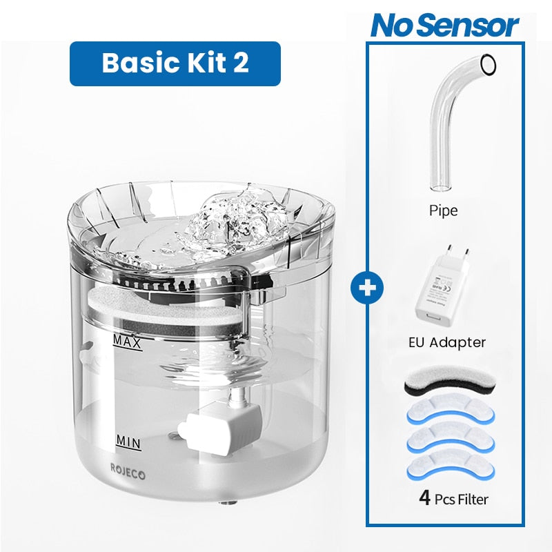 Filtro de fuente de agua para gatos ROJECO 2L, bebedero con Sensor automático para gatos, alimentador, dispensador de agua para mascotas, bebedero automático para gatos