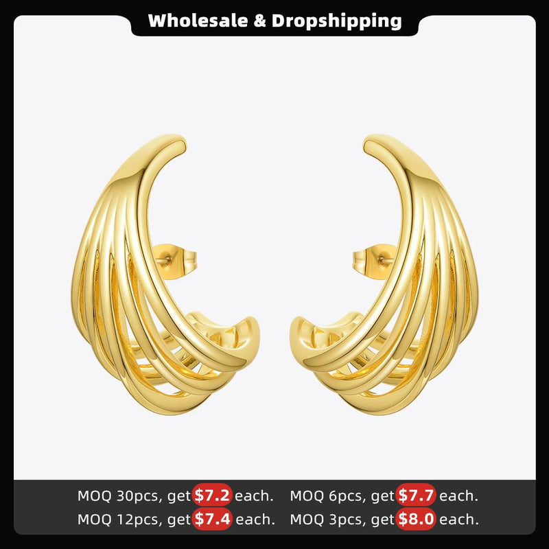 ENFASHION Geometric Lines Stud Earrings For Women Gold Color Metal Conch Earings Fashion Jewelry 2020 Gifts Kolczyki E201182