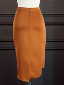 Frauen, figurbetonte Bleistiftröcke, hohe Taille, schmal, Midi, bescheiden, edel, weiblich, Paket, Hüfte, Jupes Falad, Bürokleidung, elegante Femme, Mode