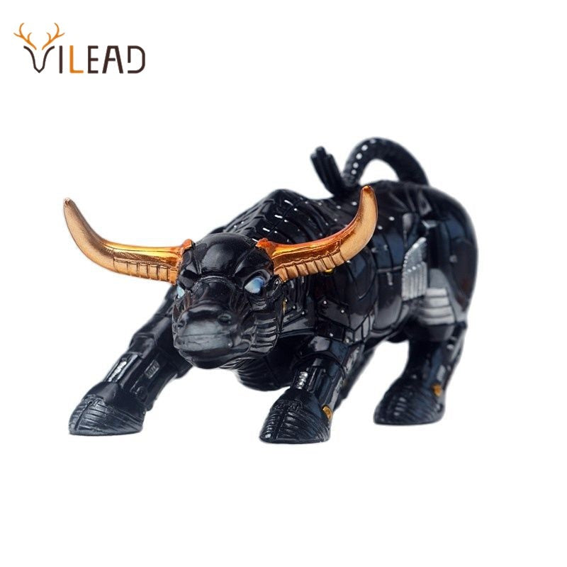 VILEAD 36cm Wall Street Bull Statue Resin Office Decoration Animal Crafts Wealth Statue Living Room Decoration Sculpture  Gifts