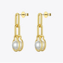 ENFASHION Link Chain Pearl Drop Earrings For Women Gold Color Geometric Dangle Earings Fashion Jewelry Dropshippping E191142