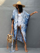 2022 Bikini Cover-ups Black Retro Striped Self Belted Women Summer Clothing Kimono Dress Beach Wear Swim Suit Cover Up Q1225