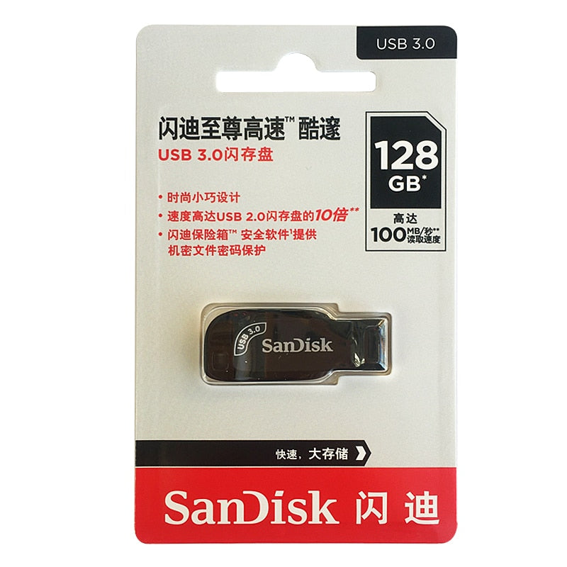 SanDisk USB 3.0 Flash Drive 32GB 64GB 128GB 256GB Pen Drive Up to 100M/s Memory Stick Pendrive U Disk Transmemory Flash Disk