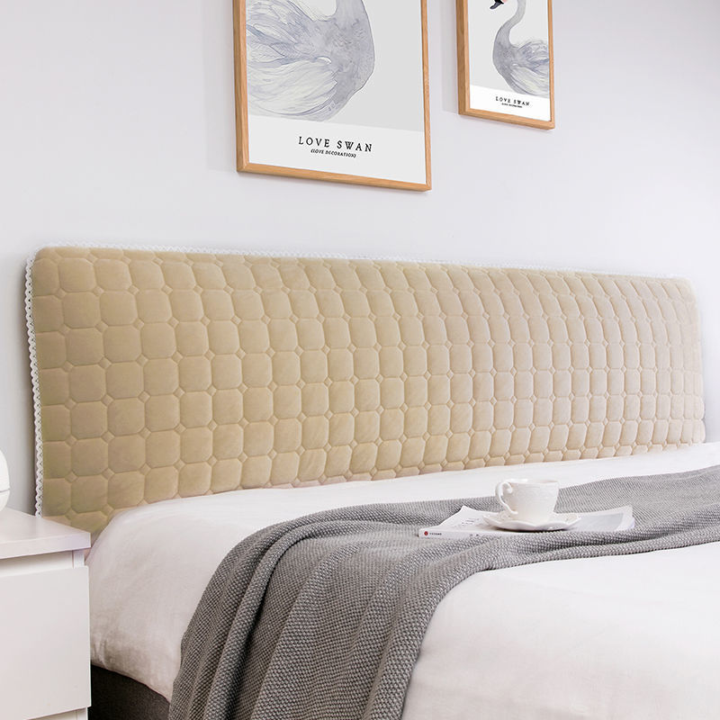 Cubierta de cabeza de cama acolchada de felpa corta europea, cubierta de cabecera suave y cómoda, cubierta protectora de cabeza de cama a prueba de polvo