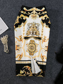 Nueva falda de tubo con estampado de verano para mujer europea, falda a la cadera con personalidad elástica alta, otoño