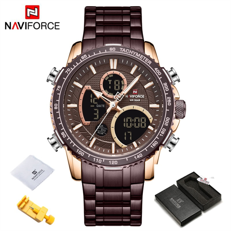 NAVIFORCE Fashion Herrenuhr Luxusmarke Sportuhr für Herren Chronograph Quarz Armbanduhr Militärische wasserdichte Stahlbanduhr