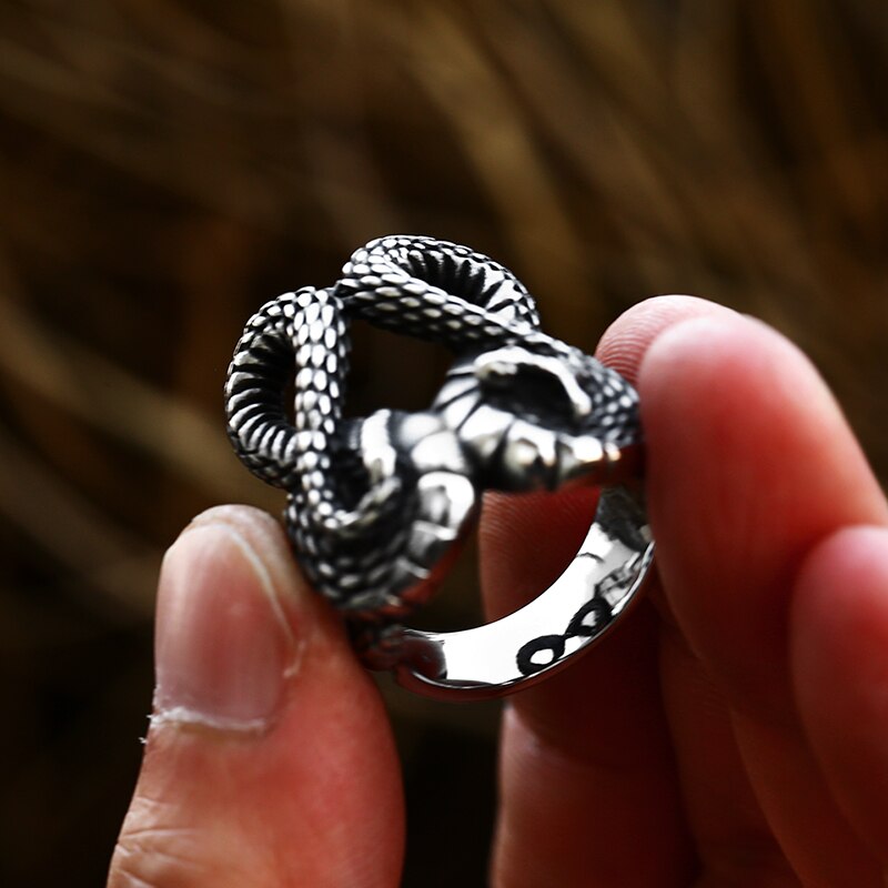 BEIER New arrive Snake Ring Factory Price Stainless Titanium Steel Punk Heavy Metal Animal Fashion Jewelry for man Gift BR8-842