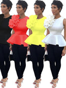 Women Summer Blouse Shirt Sleeveless Tank Tops Peplum Yellow White Black Elegant Modest Officewear Classy Female Spring Clothing