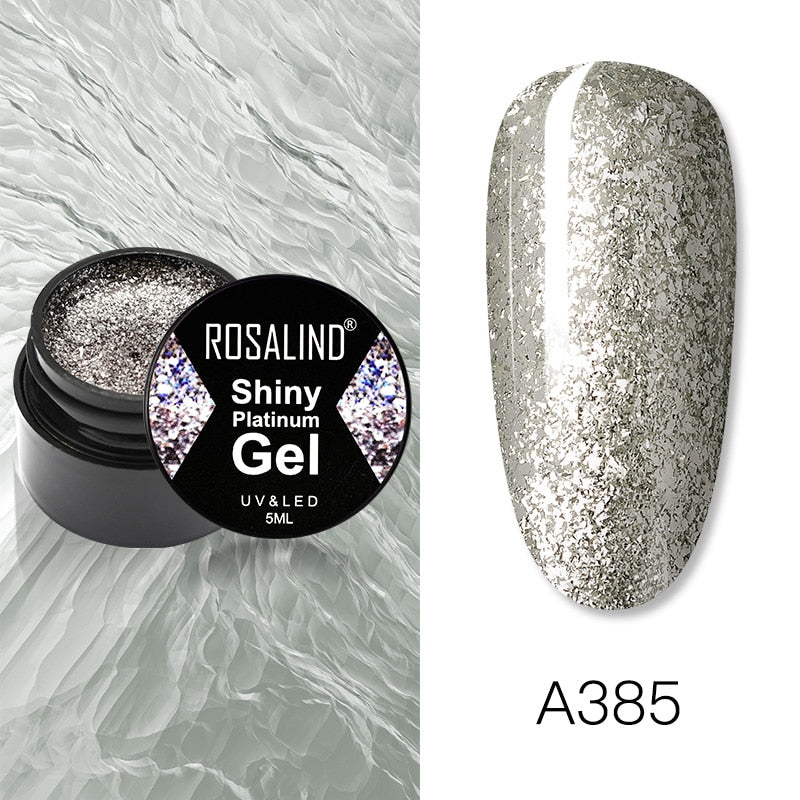 ROSALIND Gel-Nagellack-Set Shiny Platinum Nails Art für die Maniküre Nail Gel Lak UV-Farben Top Base Coat Primer Hybrid-Lacke