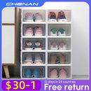 6Packs Transparent Shoe Box Shoes Organizers Plastic Thickened Foldable Dustproof Storage Box Stackable Combined Shoe Cabinet