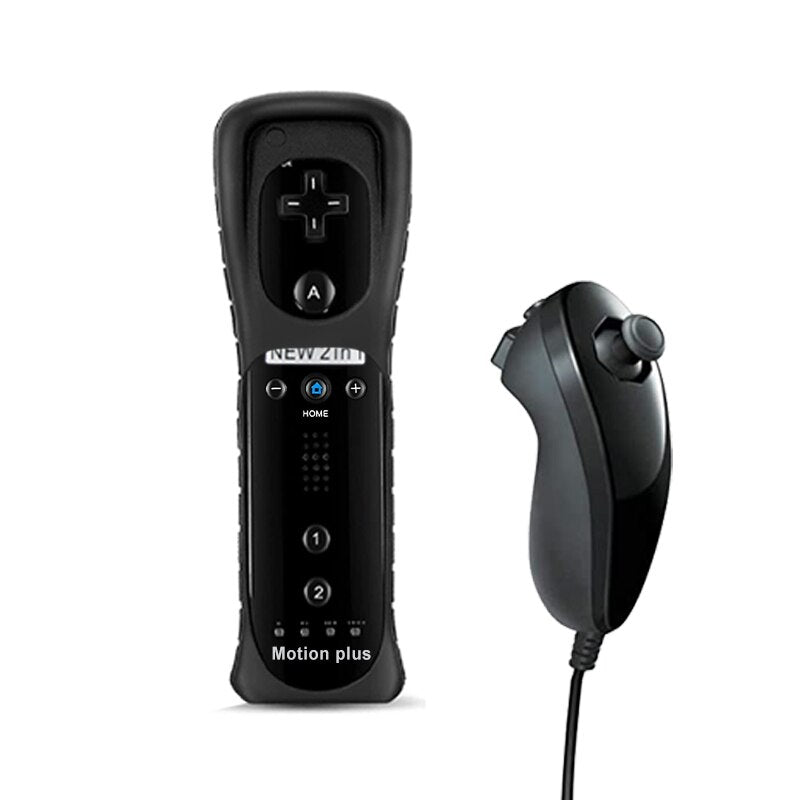 2 in 1 Wireless Remote Controller for Nunchuk Nintendo Wii Built-in Motion Plus Gamepad with Silicone Case Motion Sensor