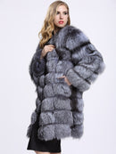 ZADORIN Furry Silver Fox Faux Fur Coat Women Luxury Winter Thick Warm Long Faux Fur Jackets and Coats Ladies Overcoat Streetwear