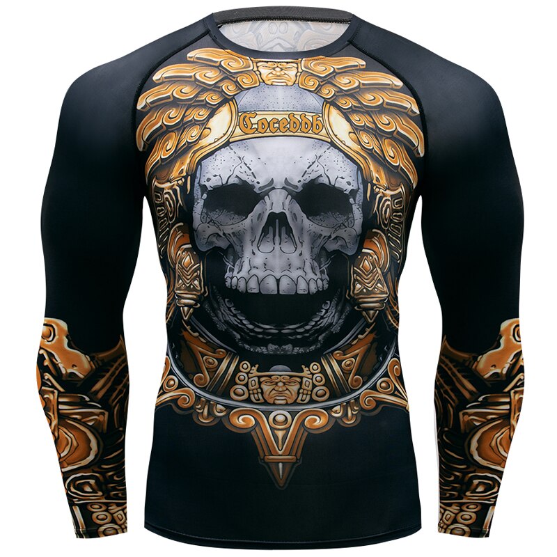 Men Compression t shirt Quick Dry Tight Sport Fitness T-Shirts Male Running 3D Aztec Running Gym Breathable T-shirt MMA T Shirt