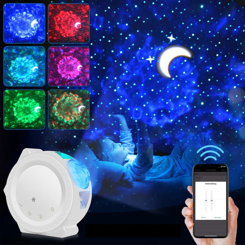 Proyector inteligente de cielo estrellado, proyector Galaxy 3 en 1, luz nocturna, Control de música y voz en el océano, lámpara LED para regalo de chico, vida inteligente