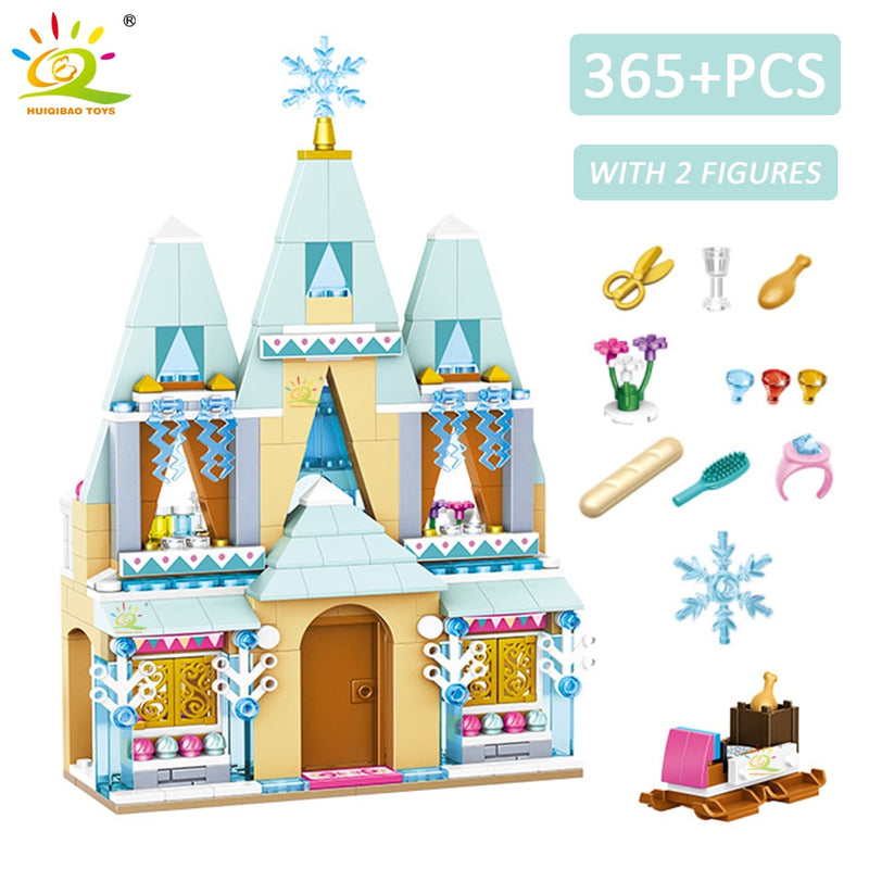 HUIQIBAO amigos Castillo de hielo princesa reina bloques de construcción conjunto de ladrillos modulares para niñas casa Palacio niños juguetes de construcción