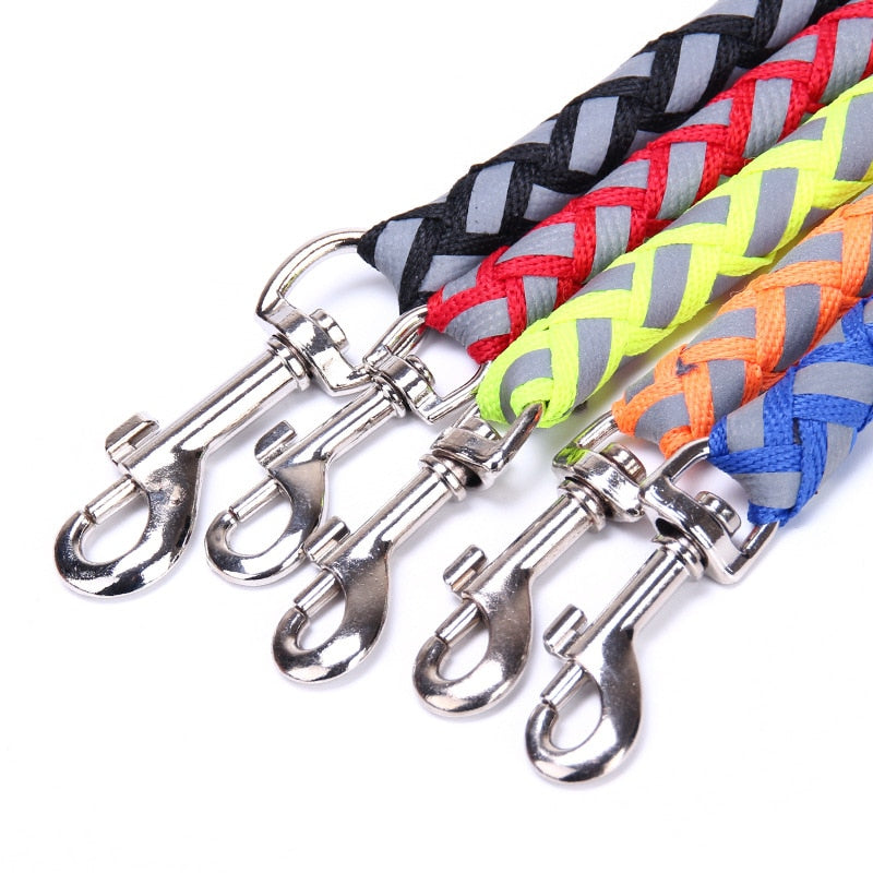 Reflective Dog Harness Leash Set Braided Traction Round Rope Large Medium Small Dog Chain Night Out Luminous Harness For Dogs