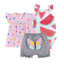 Summer Dresses 2023 Baby Girl Clothing Set Cotton Home For Baby Girl Clothes , 15 Colours Short Unicorn Infant Clothing Suit