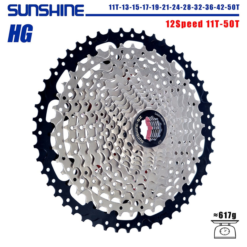 SUNSHINE Fahrradkassette 8/9/10/11/12Speed ​​Freilauf 32/36T/40T/42T/46T/50T/52T Ritzel HG Struktur Schwungrad Für SHIMANO/SRAM