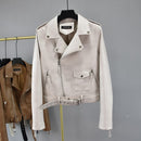 ZQLZ Spring Autumn Ladies Motorcycle Leather Jackets Women 2022 Turn-down Collar Zipper Slim Black Moto &amp; Biker Jacket Female