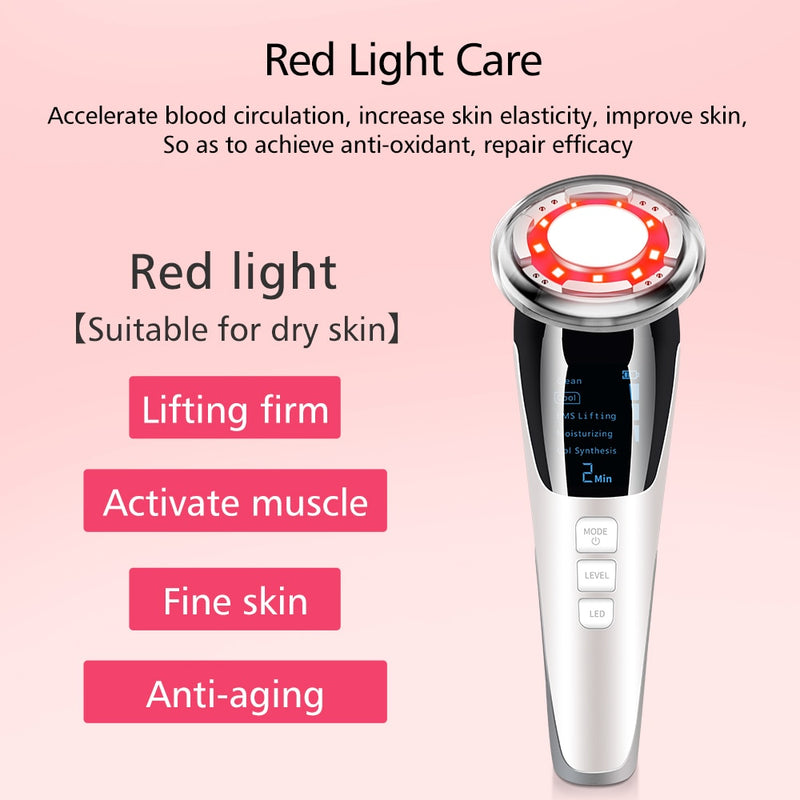 EMS LED Photon Therapy Sonic Vibration Wrinkle Remover Hot Cool Treatment Anti Aging Skin Cleaner Cleansing Rejuvenation Machine