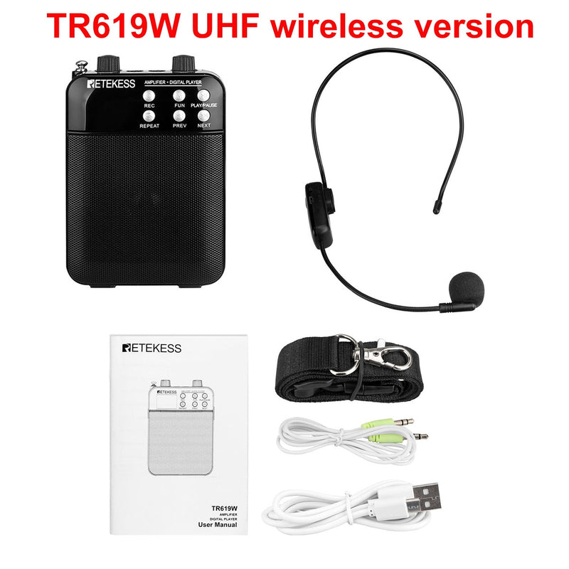 Retekess TR619 Megaphone Portable 3W FM Recording Voice Amplifier Teacher Microphone Speaker Mp3 Player FM Radio for Tour Guide