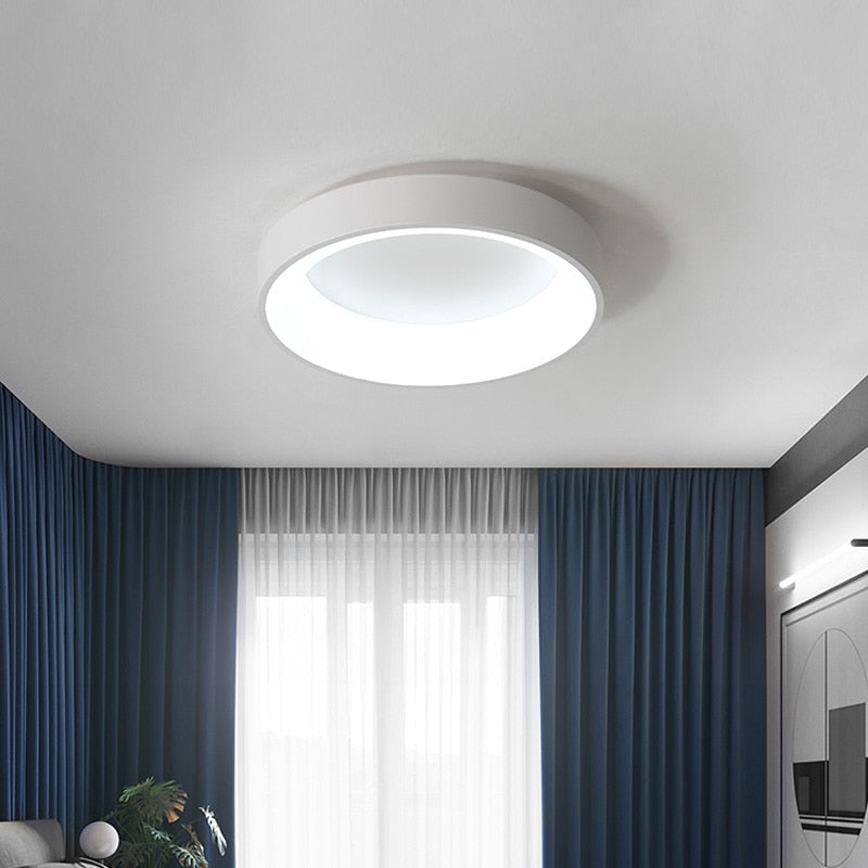 Lámparas de techo Led modernas, accesorios para dormitorio, luces circulares, sala de estar, candelabros negros, lámpara con Control remoto, decoración de estudio