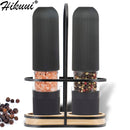 Juego automático de molinillo de sal y pimienta, molinillo de cerámica de plástico eléctrico para hierbas, pimienta, especias, utensilios de molienda de cocina ajustables