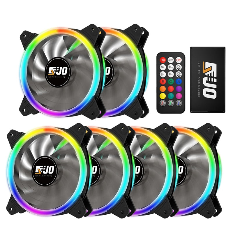 PC Case Fan RGB 120mm AURA SYNC 5V/3pin Quiet CPU Cooler Sets Fan 6 Pin CPU Radiator Adjust Fan Color &amp; Speed