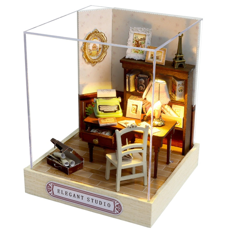 Cutebee DIY Dollhouse Kit Japanese Building  Wooden Miniature Doll Houses With Furniture LED Lights for Children's Birthday Gift