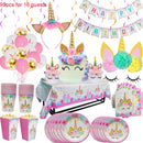 Unicorn Party Supplies Disposable Tableware Set Kids Birthday party Decoration Unicornio Decor Plates Cup Banner Baby Shower