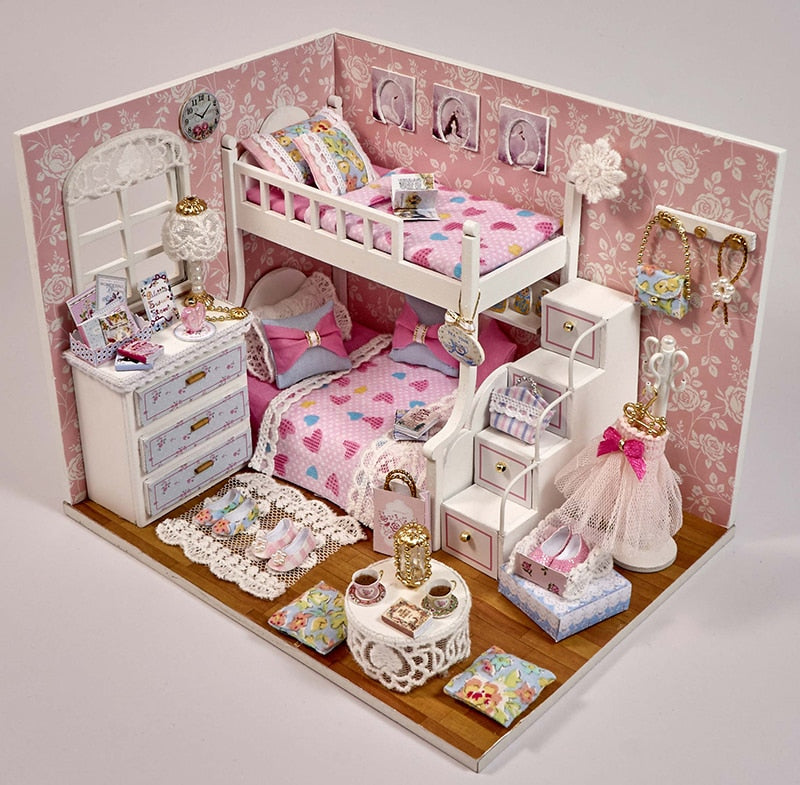 CuteBee Miniatur-Möbel für Puppenhaus-Zubehör, Mini-Haus, Spielzeughaus, DIY-Puppenhaus-Kit, Geschenk für Mädchen, Freunde, Kinder