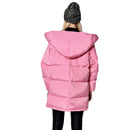 FTLZZ, chaquetas de invierno para mujer, Parkas de plumón de pato blanco 90%, abrigos holgados con capucha, prendas de vestir de nieve rosa informales cálidas de largo medio