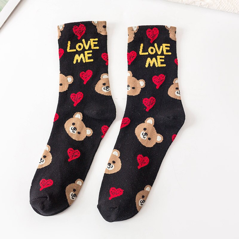 New Animal Print Kawaii Cute Socks korean Style Women Cartoon Cat Panda Cotton Woman Girls calcetines meias mulher skarpety sox