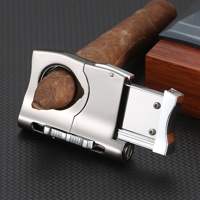 GALINER Cigar Cutter Knife Built-in 2 Size Cigar Punch Locked Blades Luxury Metal Cutters Guillotine For Cigars Accessories Puro